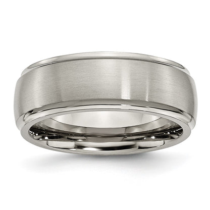 Chisel Titanium Brushed Center 8mm Ridged Edge Band