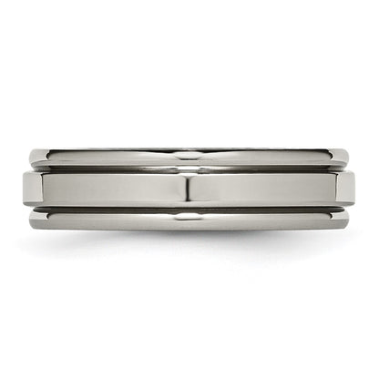 Chisel Titanium Polished 6mm Grooved Edge Band