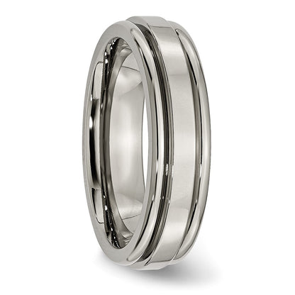Chisel Titanium Polished 6mm Grooved Edge Band