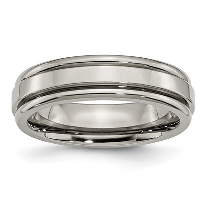 Chisel Titanium Polished 6mm Grooved Edge Band
