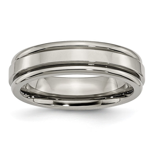 Chisel Titanium Polished 6mm Grooved Edge Band