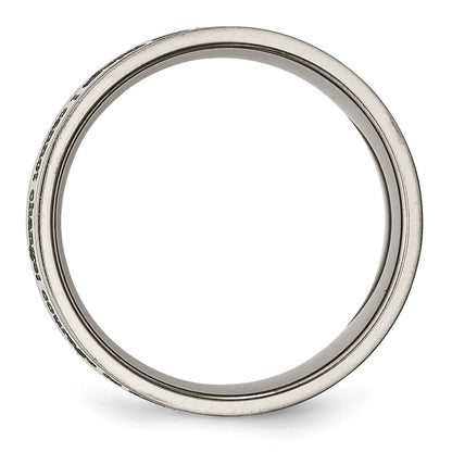 Chisel Titanium Polished Serenity Prayer Laser Design 8mm Flat Band