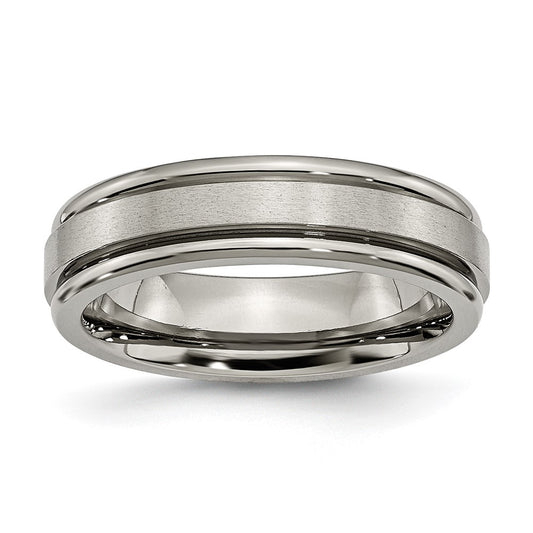 Chisel Titanium Satin and Polished 6mm Grooved Edge Band