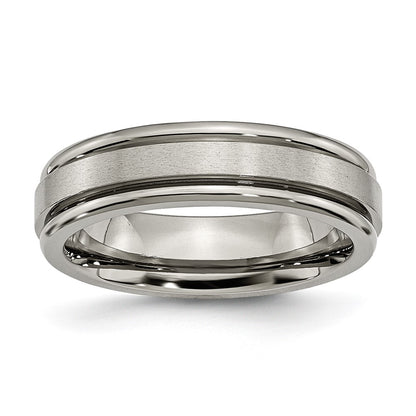 Chisel Titanium Satin and Polished 6mm Grooved Edge Band