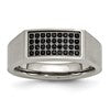 Chisel Titanium Brushed and Polished Black IP-plated CZ Signet Ring