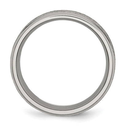 Chisel Titanium Brushed Center 8mm Ridged Edge Band