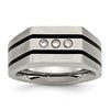Chisel Titanium Brushed and Polished Black IP-plated CZ Signet Ring