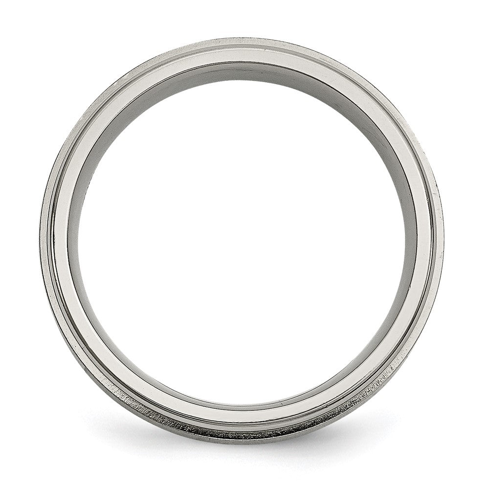 Chisel Titanium Brushed and Polished .05 Carat Diamond Rounded Edge 7mm Band