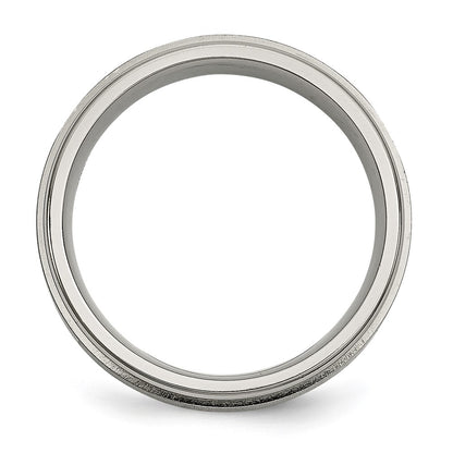 Chisel Titanium Brushed and Polished .05 Carat Diamond Rounded Edge 7mm Band