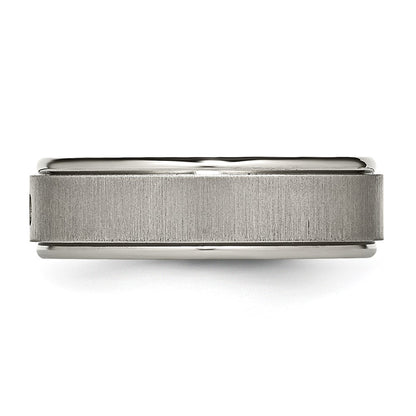 Chisel Titanium Brushed and Polished .05 Carat Diamond Rounded Edge 7mm Band