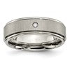 Chisel Titanium Brushed and Polished .05 Carat Diamond Rounded Edge 7mm Band