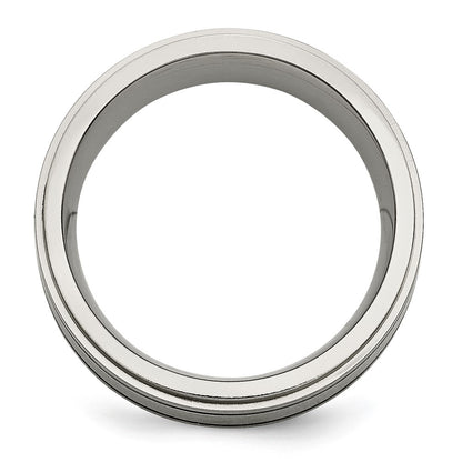 Chisel Titanium Brushed Polished and Enameled 1/4 Carat Diamond 9mm Band