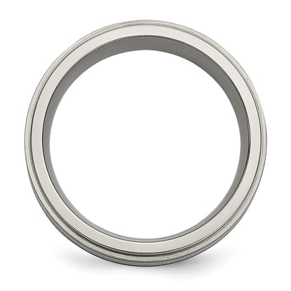 Chisel Titanium Brushed Polished and Enameled 1/2 Carat Diamond 9mm Band