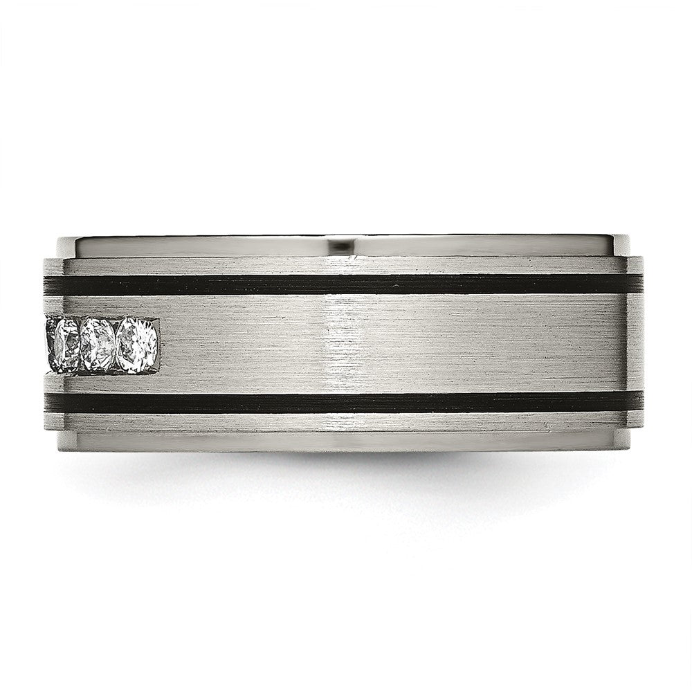 Chisel Titanium Brushed Polished and Enameled 1/2 Carat Diamond 9mm Band