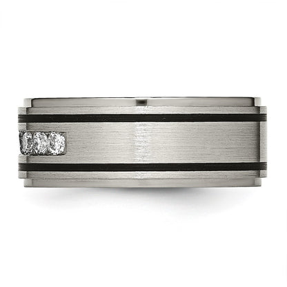 Chisel Titanium Brushed Polished and Enameled 1/2 Carat Diamond 9mm Band