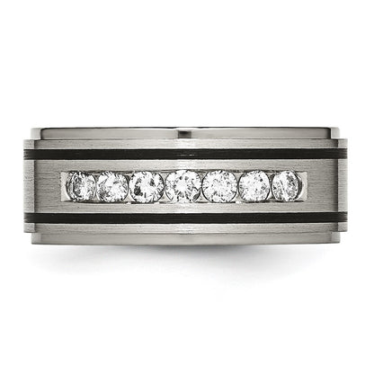 Chisel Titanium Brushed Polished and Enameled 1/2 Carat Diamond 9mm Band