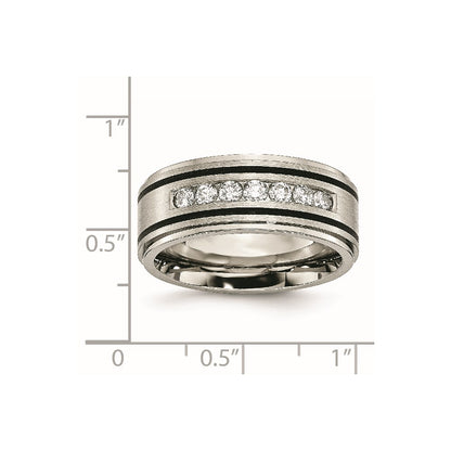Chisel Titanium Brushed Polished and Enameled 1/2 Carat Diamond 9mm Band