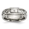 Chisel Titanium with Sterling Silver Inlay Polished 1pt. Diamond 7mm Band