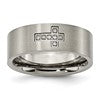 Chisel Titanium Brushed 1/15 Carat Diamond Cross 8mm Flat Band