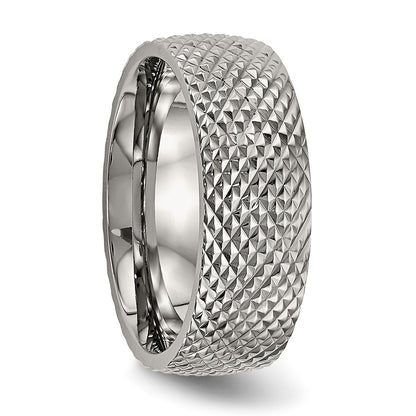 Chisel Titanium Polished and Textured 8mm Band