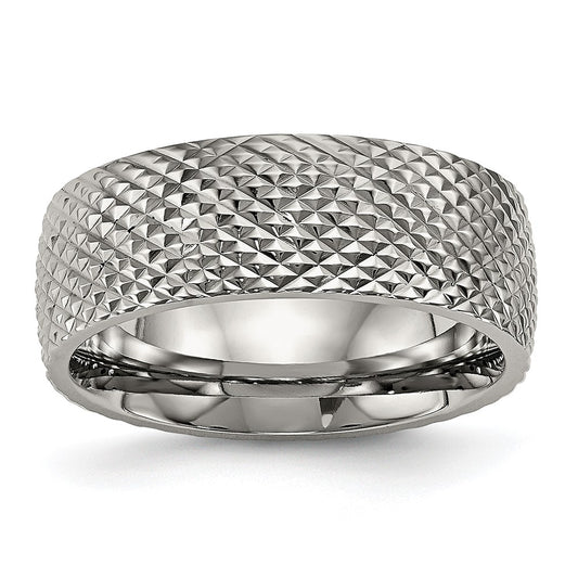 Chisel Titanium Polished and Textured 8mm Band