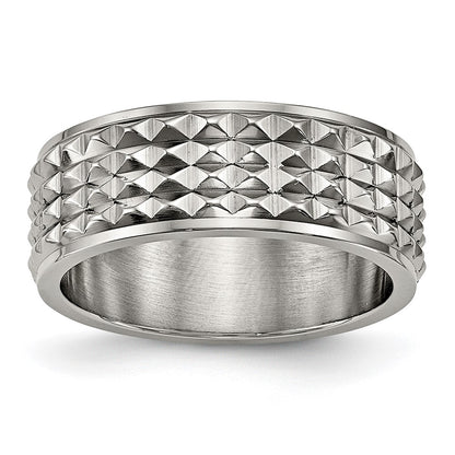 Chisel Titanium Polished 8mm Studded Band
