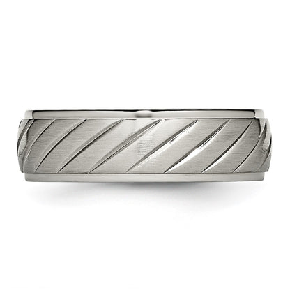 Chisel Titanium Brushed and Polished 7mm Grooved Band