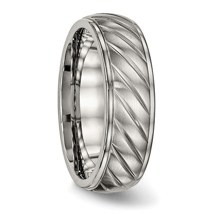 Chisel Titanium Brushed and Polished 7mm Grooved Band