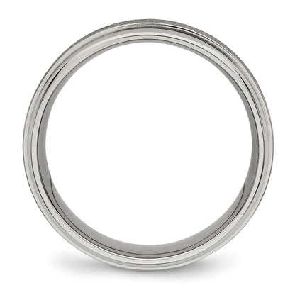 Chisel Titanium Brushed Center 7mm Ridged Edge Band