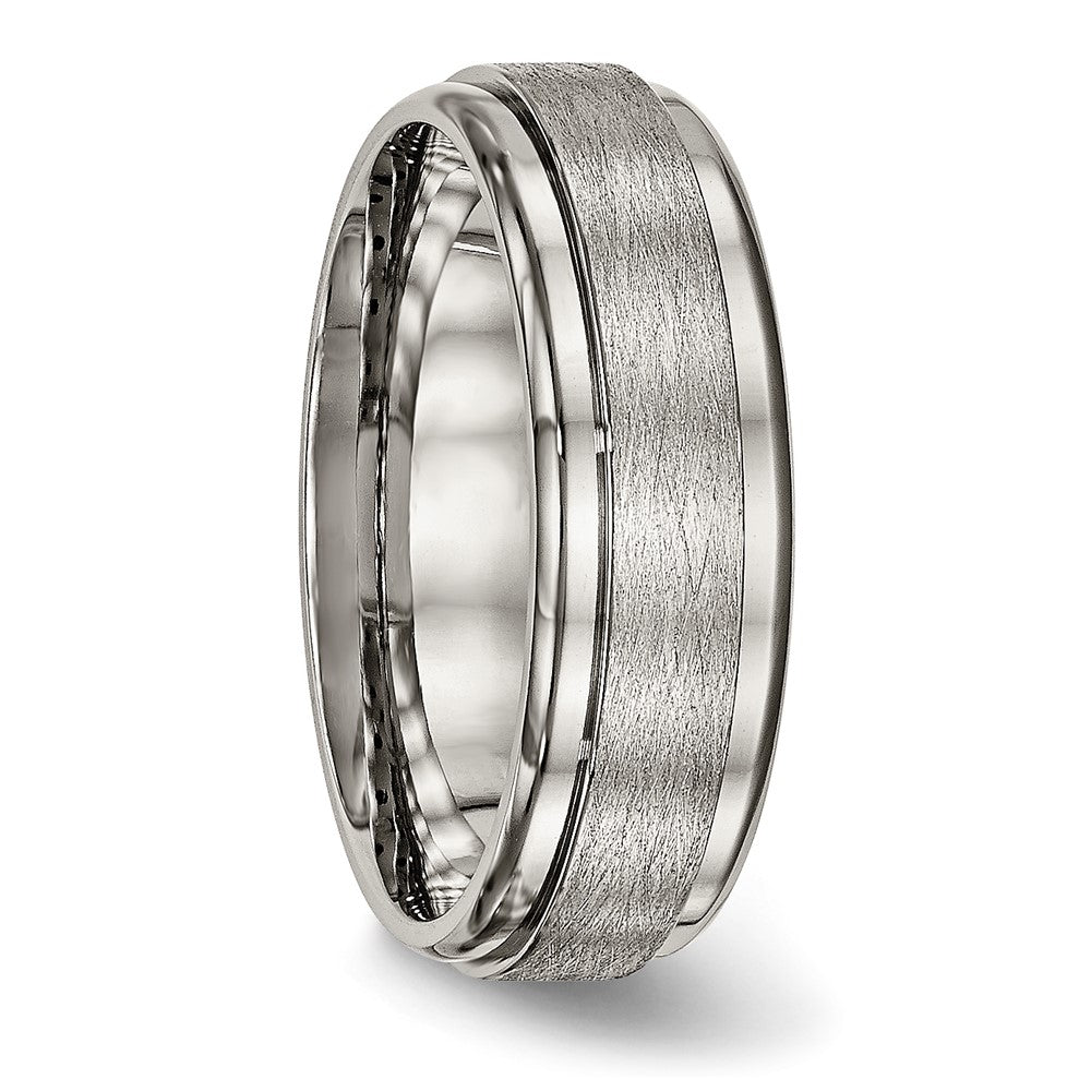 Chisel Titanium Brushed Center 7mm Ridged Edge Band