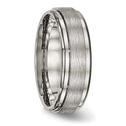 Chisel Titanium Brushed Center 7mm Ridged Edge Band