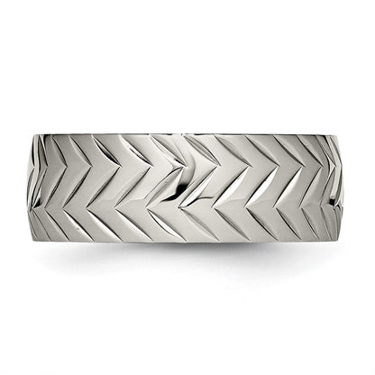 Chisel Titanium Polished Diamond Cut 8mm Band