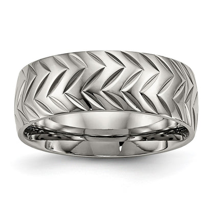 Chisel Titanium Polished Diamond Cut 8mm Band