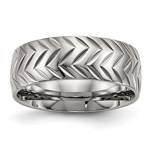 Chisel Titanium Polished Diamond Cut 8mm Band