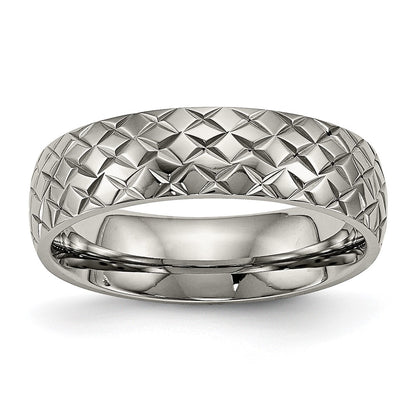Chisel Titanium Polished and Textured 6mm Band