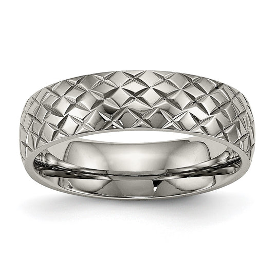Chisel Titanium Polished and Textured 6mm Band
