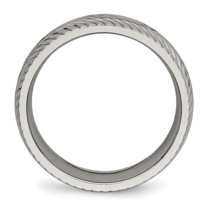 Chisel Titanium Polished Diamond Cut 7mm Band