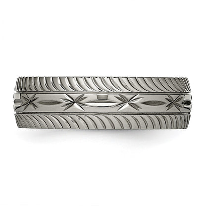 Chisel Titanium Polished Diamond Cut 7mm Band