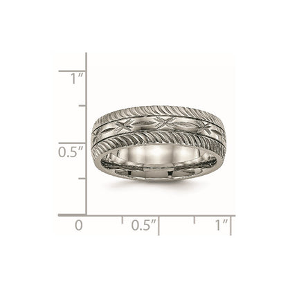 Chisel Titanium Polished Diamond Cut 7mm Band