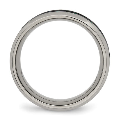 Chisel Titanium Polished with Black and Green Carbon Fiber Inlay 8mm Band