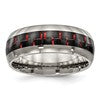 Chisel Titanium Polished with Black and Red Carbon Fiber Inlay 8mm Band