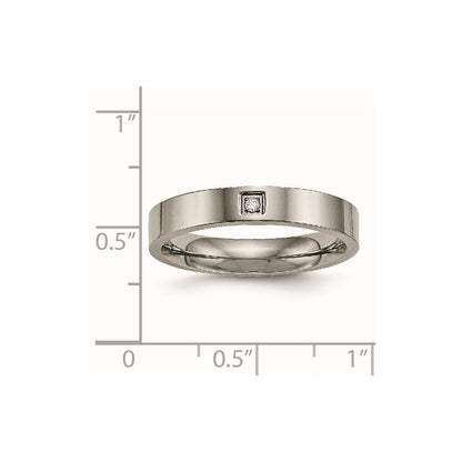 Chisel Titanium Polished with CZ 4mm Flat Comfort Fit Band