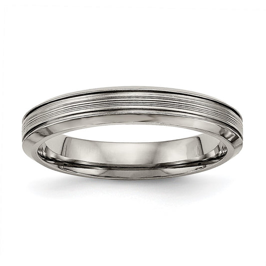 Chisel Titanium Polished 3.75mm Grooved Comfort Fit Band