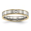 Chisel Titanium Polished Yellow IP-plated with CZ 5mm Grooved Comfort Fit Band