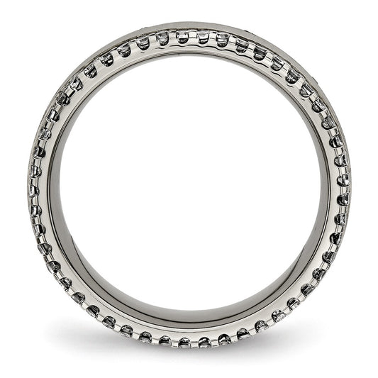 Chisel Titanium Polished with CZ 6.5mm Concave Band