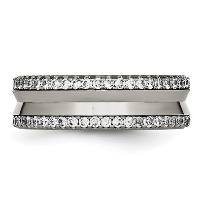 Chisel Titanium Polished with CZ 6.5mm Concave Band