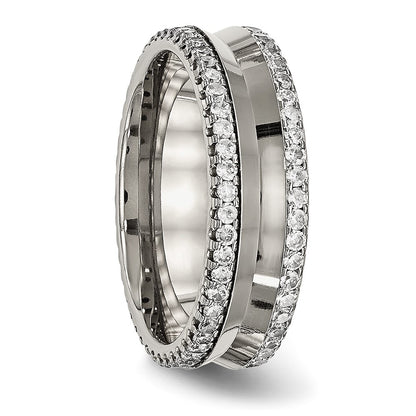Chisel Titanium Polished with CZ 6.5mm Concave Band