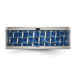Chisel Titanium Polished with Blue Carbon Fiber Inlay 8mm Flat Band