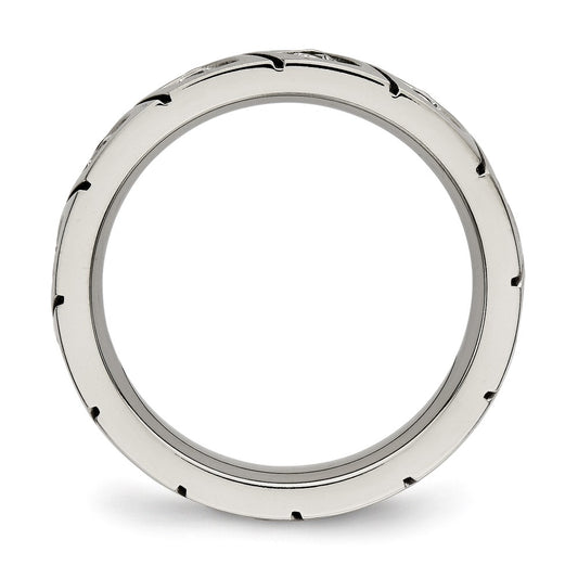 Chisel Titanium Polished with CZ 4mm Grooved Band