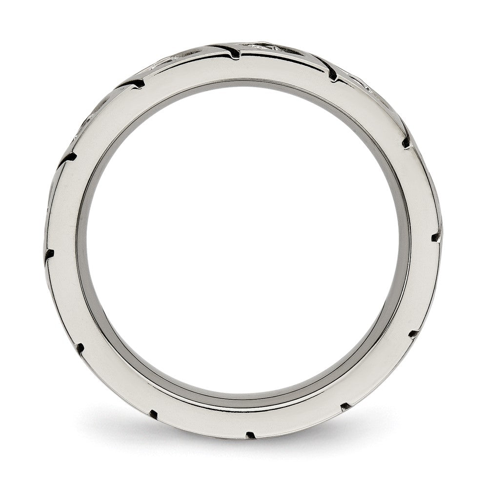 Chisel Titanium Polished with CZ 4mm Grooved Band